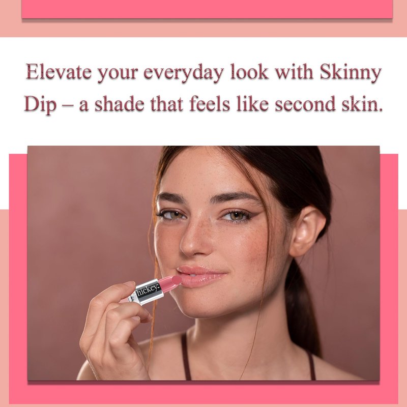 Hickey Lipstick Refill, Skinny Dip - Long Lasting Light Pink Lipstick - Hydrating Lip Color Infused with Nourishing Jojoba Oil for Women - Highly Pigmented, Vegan, Gluten-Free Formula