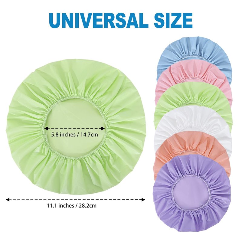 6 PCS Shower Caps for Women, Double Side Waterproof Shower Cap, Reusable Elastic Bath Caps for Shower, EVA Bathing Shower Caps, Bath Hair Caps - Candy Color