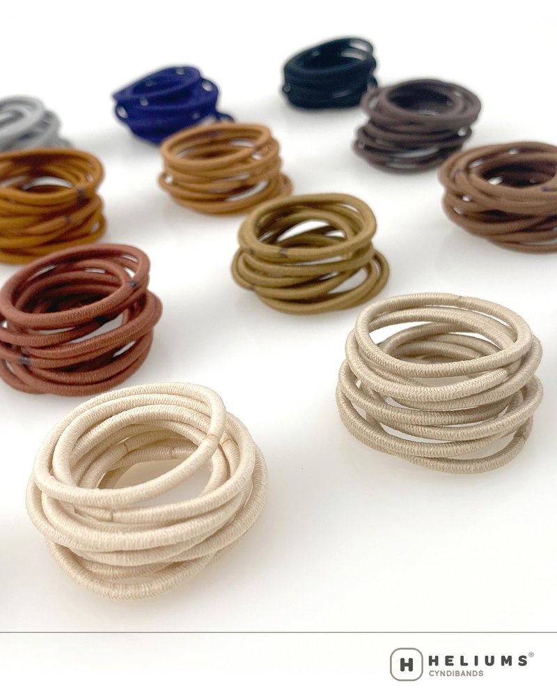 Heliums Small Hair Ties - Black - No Damage Mini 1 Inch Reusable 2mm Elastics for Thin Hair and Kids, Neutral Ponytail Holders - 48 Count