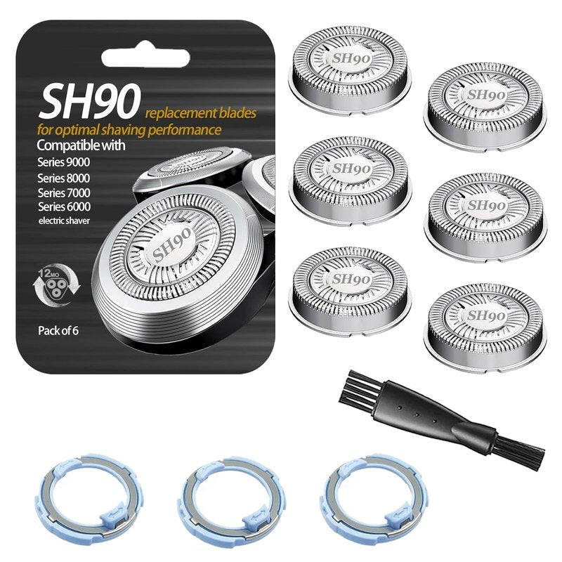 SH90 Shaving Heads - Dual-Ring Mesh Technology for Efficient Shave | Fits Series 9000, 8000, 7000 - 6 Pack
