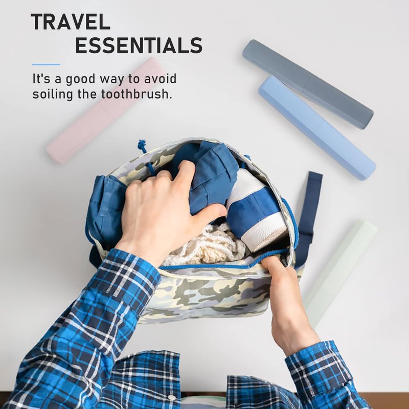 Mulbozy Travel Toothbrush Case, Portable Toothbrush Protector Cover, Breathable Wheat Straw Toothbrush Holder for Traveling, Camping, Business, Home, School, Gym, and More - 4 Packs
