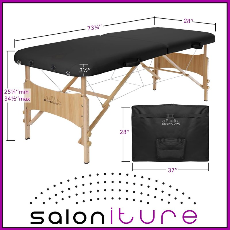Saloniture Portable Folding Massage Table - Lightweight & Durable | Black Color