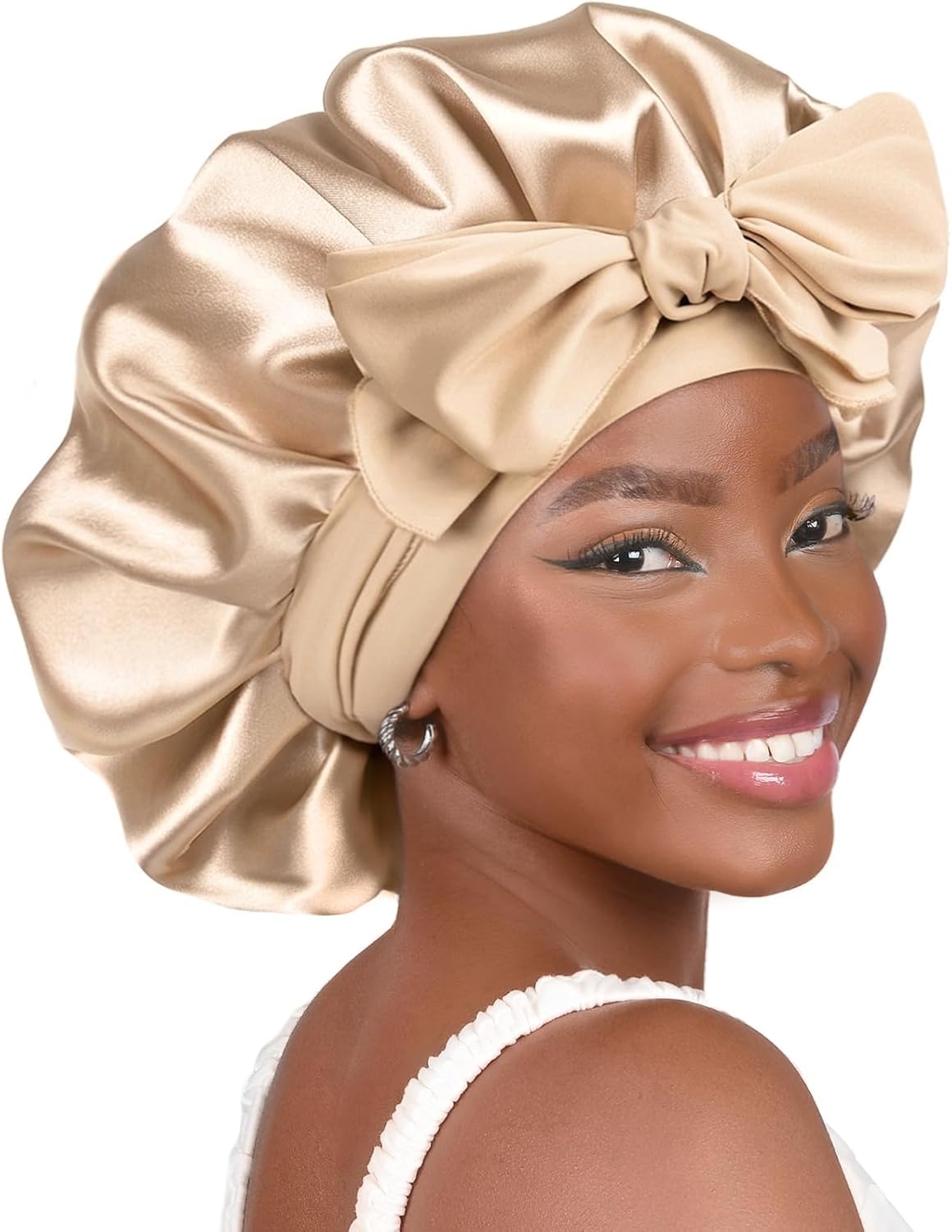 YANIBEST Adjustable Satin Bonnet - Double Layer Hair Wrap to Reduce Friction & Prevent Frizz for Natural Curly Hair