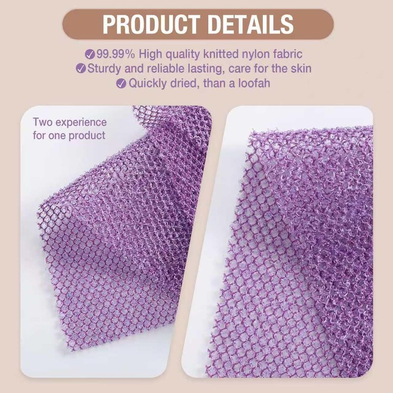 GLOBECARRY African Net Sponge Extra Long 3 Pieces, Loofah Back Scrubber for Shower, Exfoliating Washcloth & Body Scrubber, 39.37" L x 12.99" W Bath Sponge (Yellow,Pink, Purple)