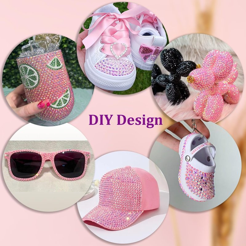 25000Pcs Resin Rhinestones for Crafting, Light Pink AB 2-6mm Mixed Sizes Non Hotfix Flatback Gems with 1Pcs Glue, Bedazzling Crystal for DIY Craft Clothing Mugs Tumblers Shoes Fabric Decor Nail Art