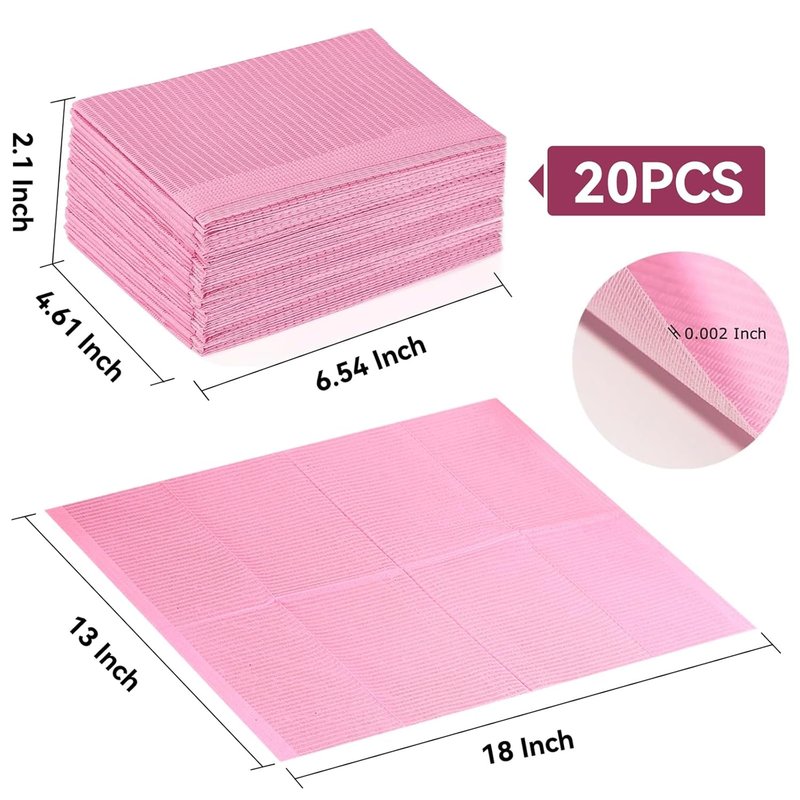Disposable Nail Mats - 20 Pcs Foldable 3-Ply Waterproof Nail Art Practice Sheets | Pink Clean Pads for Salon Use
