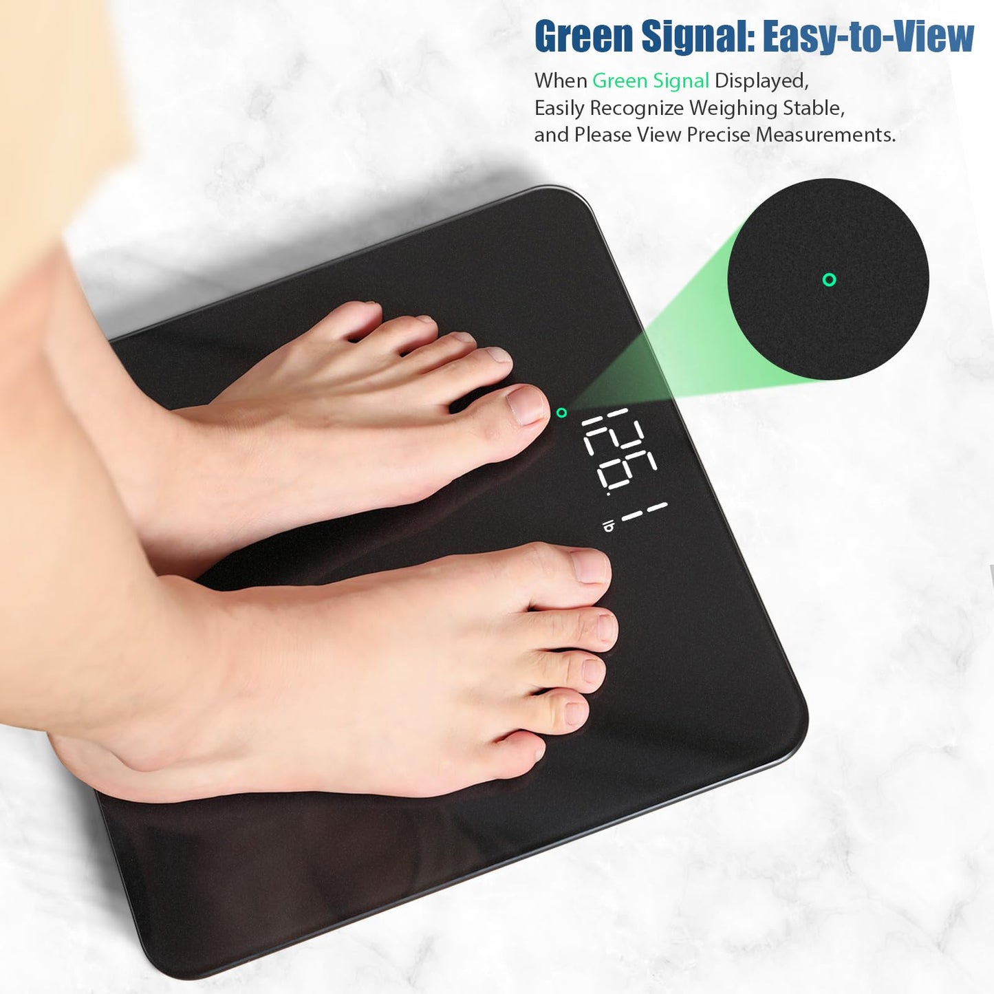 Vitafit Scale for Body Weight, Accuracy 0.1lb by Our Professional Weight Scale Factory Since 2001, Digital Bathroom Scales LED and Step On, 3xAAA Battery Included, 400lb/182kg, Spray Silver Black