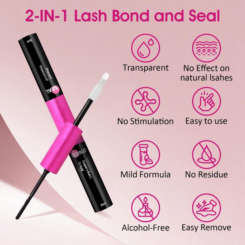 Lash Cluster Glue - Waterproof Bond & Seal for 72-Hour Hold | 2-in-1 Long-Lasting Formula - 5ml + 5ml