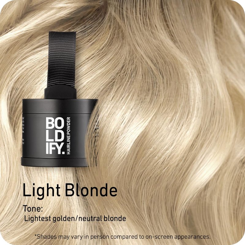 BOLDIFY Hairline Powder - Water-Resistant Root Touch Up Hair Color for Gray Coverage - 24-Hour Stain-Proof, Mess-Free Hair Powder for Thinning Hair - Light Blonde (4.5g)