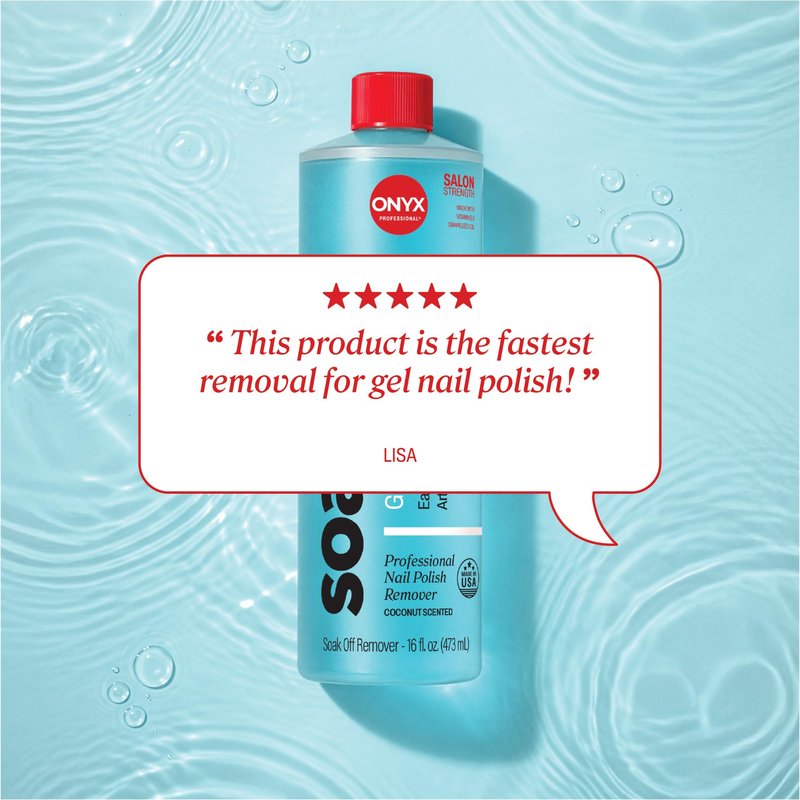 Onyx Professional Coconut Scented Nail Polish Remover with Nail File, 16 oz, Maximum Strength Soak Off Gel Polish Remover, Vitamin E & Grape Seed Oil Enriched Nourishing Formula