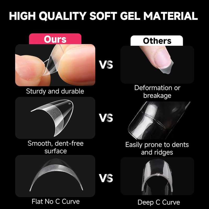 Almond Gel Nail Tips - 504PCS Extra Short Pre-Etched Acrylic | DIY Salon Quality Half Cover for Home Extensions