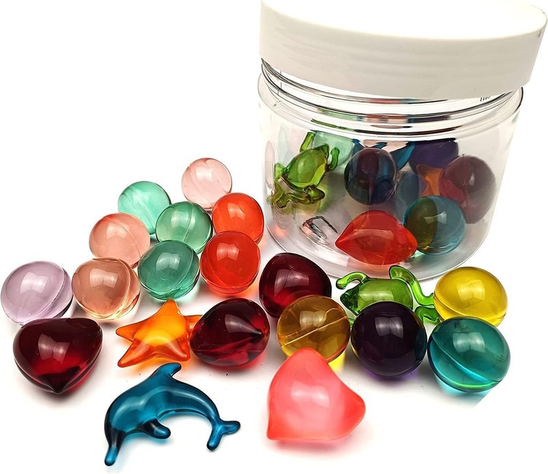 30 pcs Bottle Bath Oil Beads - Natural Plant Based Bath Pearl Beads - Spa Essential Oil Shower Moisturizing Beads - Mixed Colors & Round, Love, Animals Shape