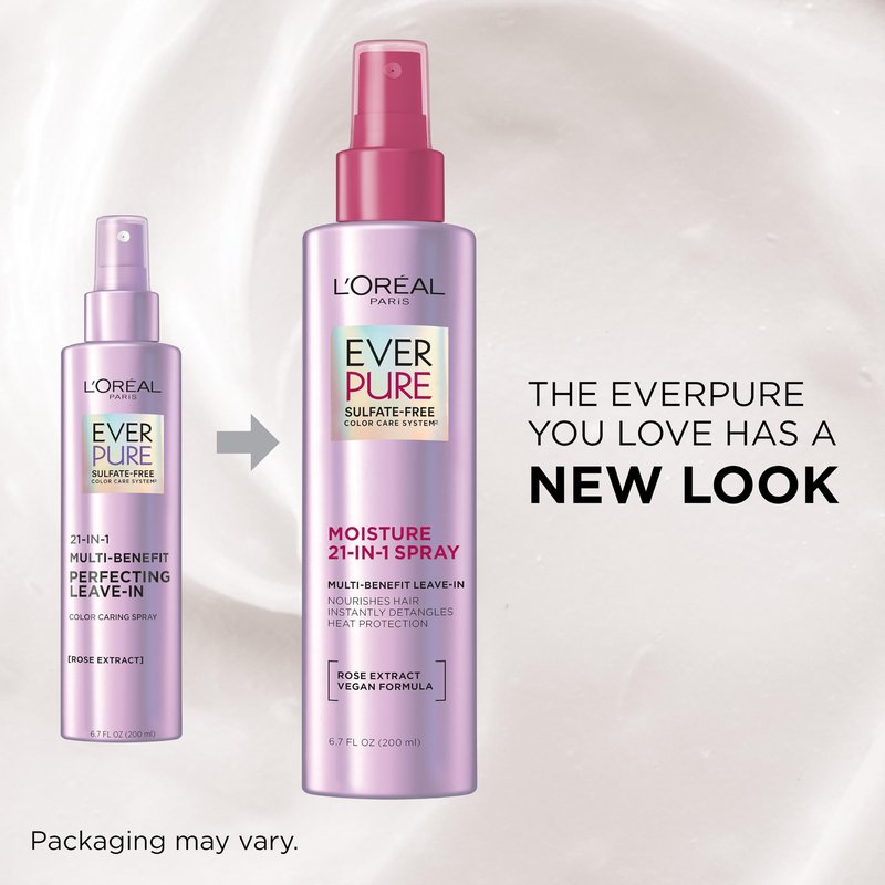 L'Oreal Paris 21-in-1 Leave In Conditioner Spray, Sulfate Free, Vegan, EverPure 6.8 fl oz