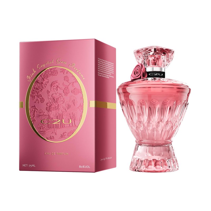 Pink Crystal Gem Eau de Parfum 75ml 2.54 fl.oz - Peach & Floral Scent, Long Lasting Perfumes for Women, Elegant Glass Bottle