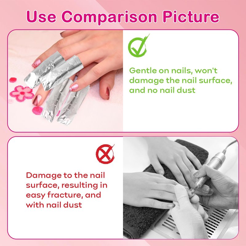 400 pcs Nail Polish Remover Foil Nail Wraps, Nail Foils Soak Off, Gel Finger Polish Remover Foil Wraps with Pre-attached Lint Free Larger Cotton Pad for Nails Removal