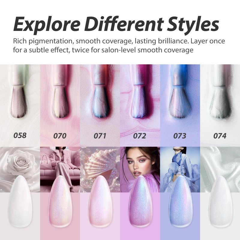 Makartt Pearl Gel Nail Polish Set 15ml One N'Done 6 Colors Shimmer Mermaid Glitter UV Gel Polish Soak Off High-Gloss, Salon-Grade Nail Art Manicure DIY Salon Home - Nebula Spectrum