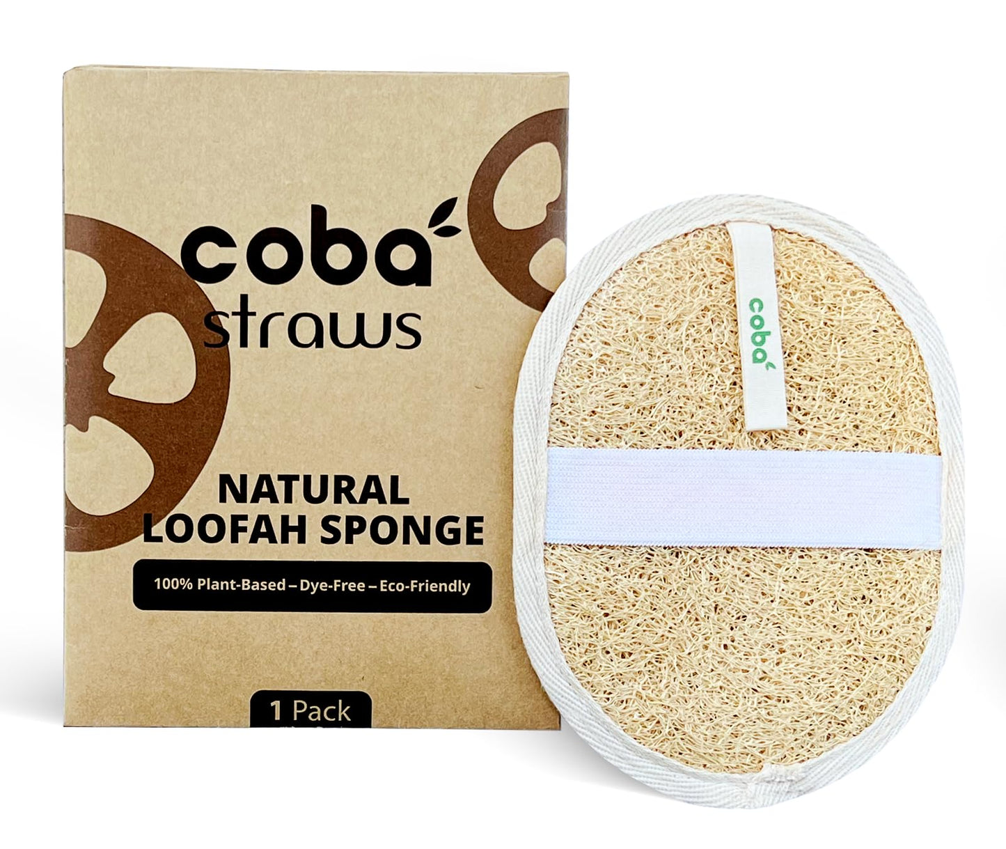Coba Straws Natural Loofah Exfoliating Body Scrubber | 100% Plant-Based Shower Luffa Sponge for Deep Cleansing, Smooth & Glowing Skin | Bath Loofah for Women & Men (Pack 1)