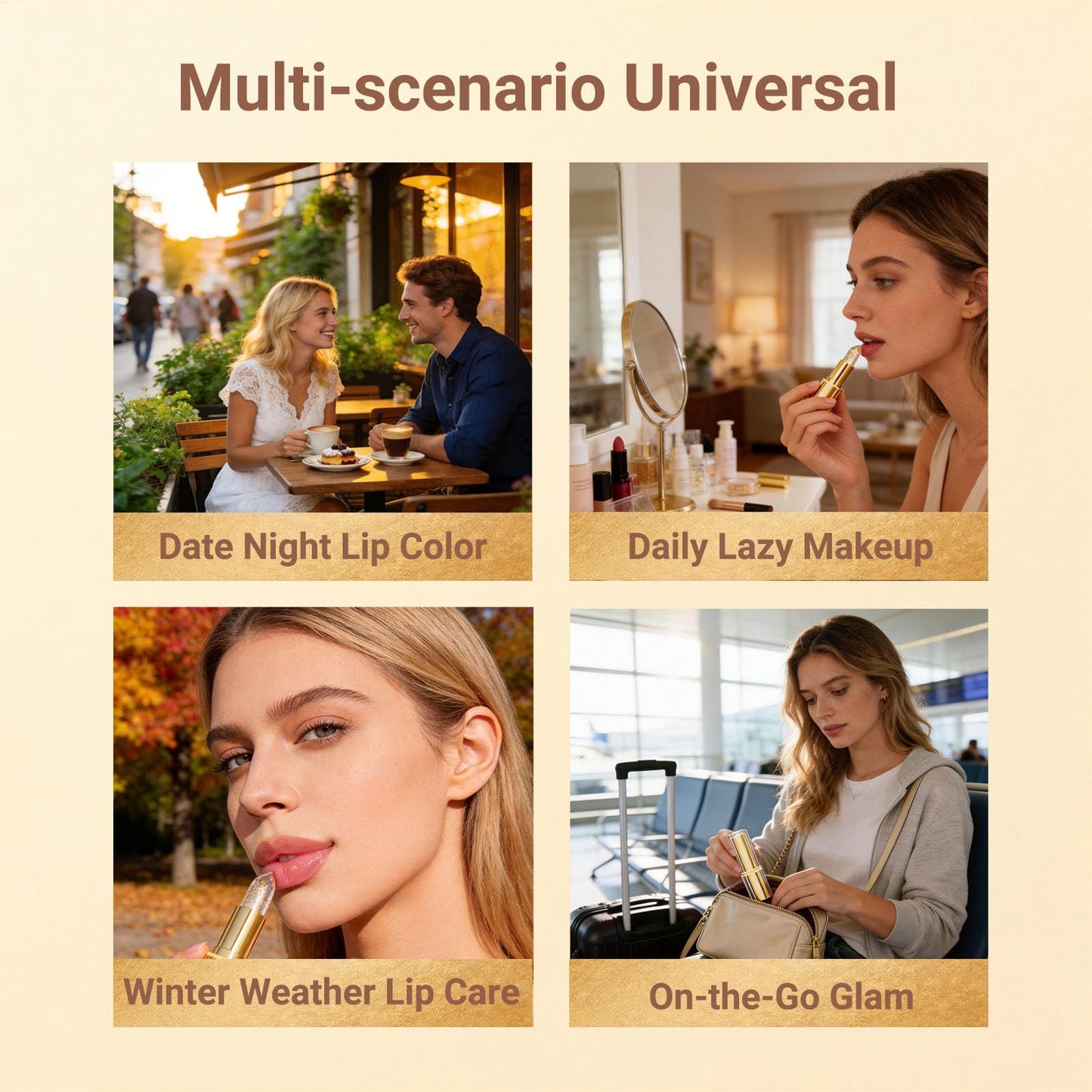 Wiyakwnry pH Adjusting Lipstick for Mature Women,Transfer-Proof Color Changing Lipstick,Clear Lip Stick That Changes Color Long-Lasting Moisturizing Lip Glow for All Skin Tones (Gold)