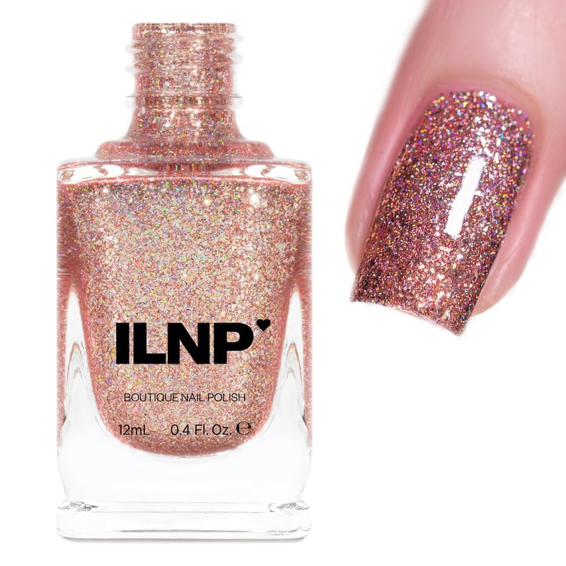 ILNP Juliette - Rose Gold Holographic Nail Polish, Mirror Shine Glitter, Long Lasting, Quick Dry, Chip Resistant, Non-Toxic, Vegan