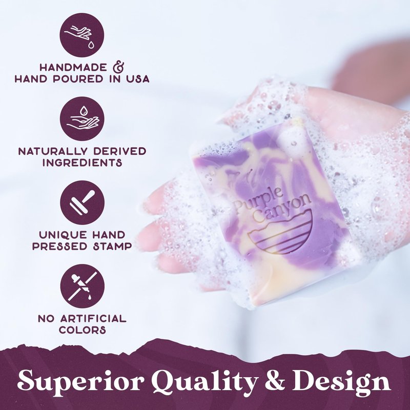PURPLE CANYON 3 Pack of Handmade Soaps 4 Ounces Each | Bar Soap with Eucalyptus Essential Oil, Cocoa Butter, and Olive Oil | Perfect Moisturizing Skin Care Gift Set