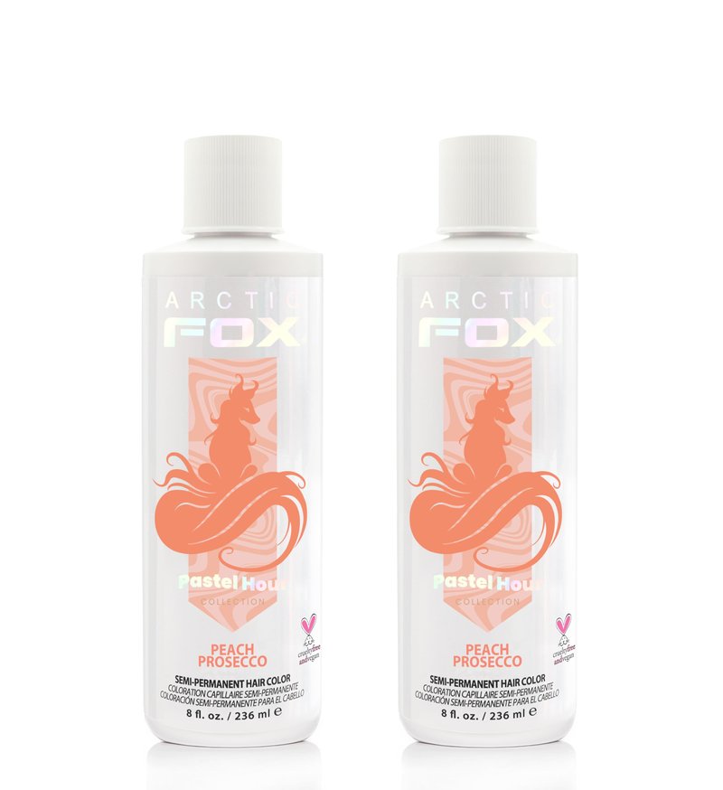 Arctic Fox Semi-Permanent Hair Dye, Vegan & Cruelty-Free, Pastel Peach Prosecco, Ammonia-Free, Conditioning Color for Platinum Hair, 8 Fl Oz (Pack of 2)