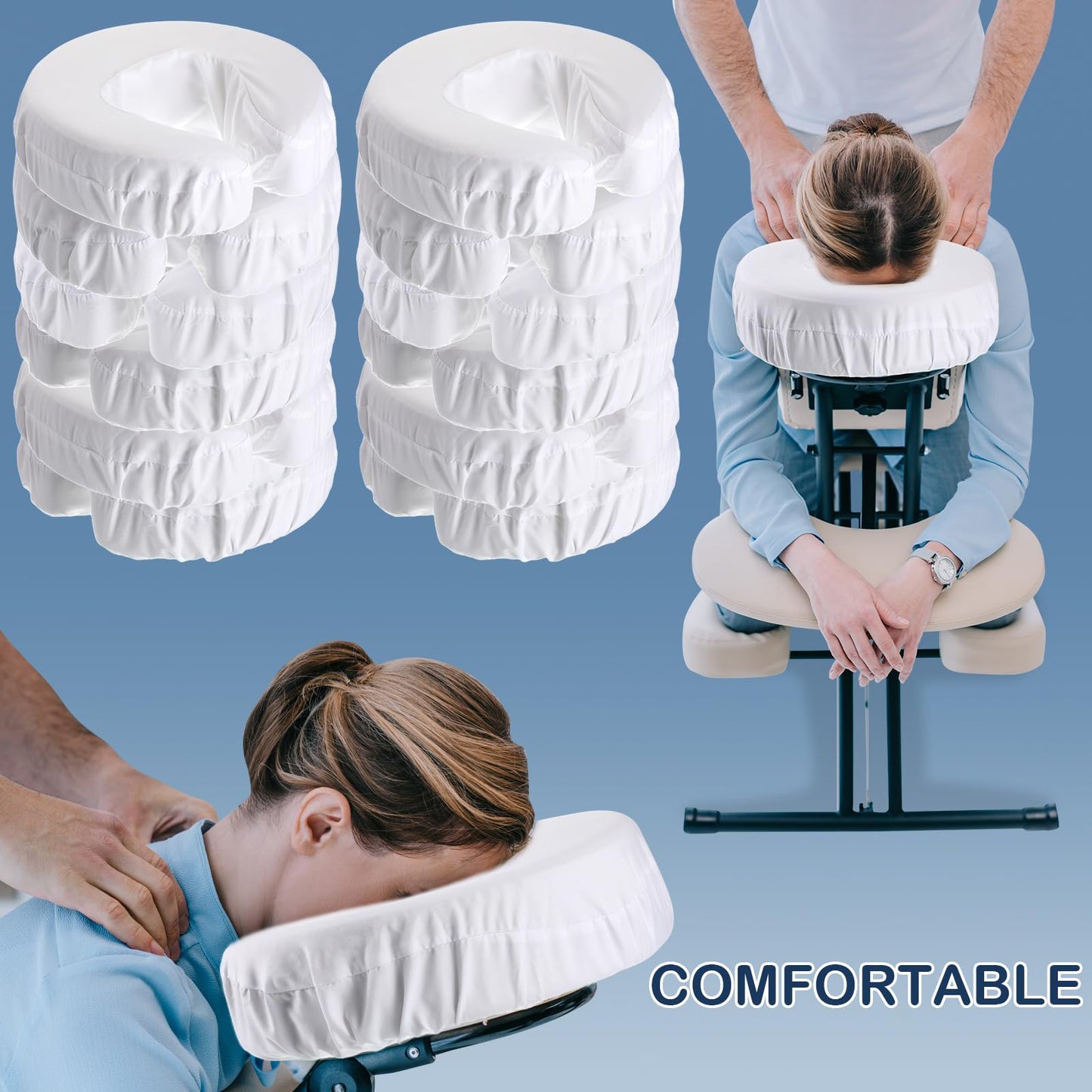 Tatuo 12 Pcs Face Cradle Covers for Massage Head Rest Microfiber Reusable Soft Thicker Massage Table Face Covers Oil Proof Headrest Cradle Sheets for Spa Beauty(White)