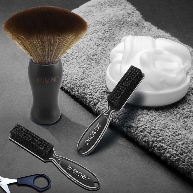 NICEMOVIC 3-in-1 Barber Neck Duster Brush Set | Professional Hair Cutting & Styling Tools - Black