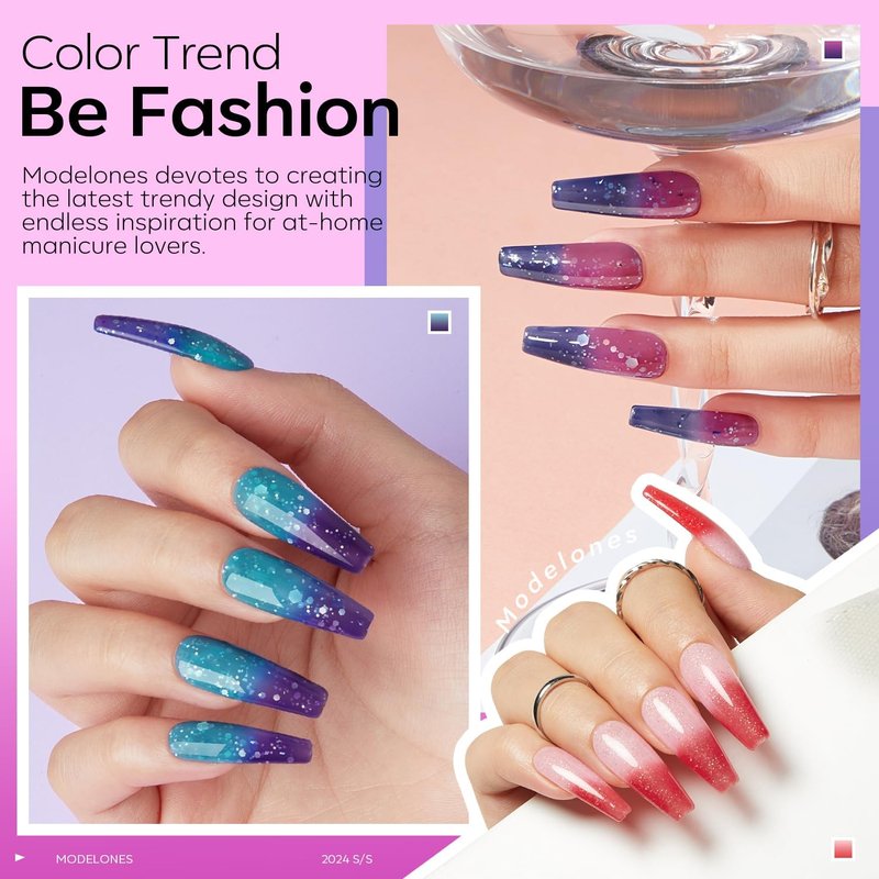 Modelones Gel Nail Polish Set - 6 Color Changing Shades for Valentine's Day | Mood Temperature Gel Polish