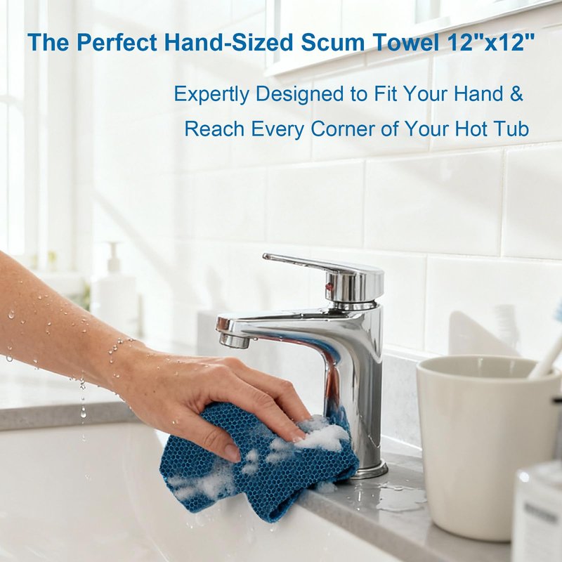 outtip Hot Tub,Bathtub Surface Cleaner Towels,Spa Scum Remover & Cleaning Tools,Absorbs Oils & Grime Accessories,Non-Scratch Surface Cleaner for Jacuzzi,Spa,Shower (12"x12")