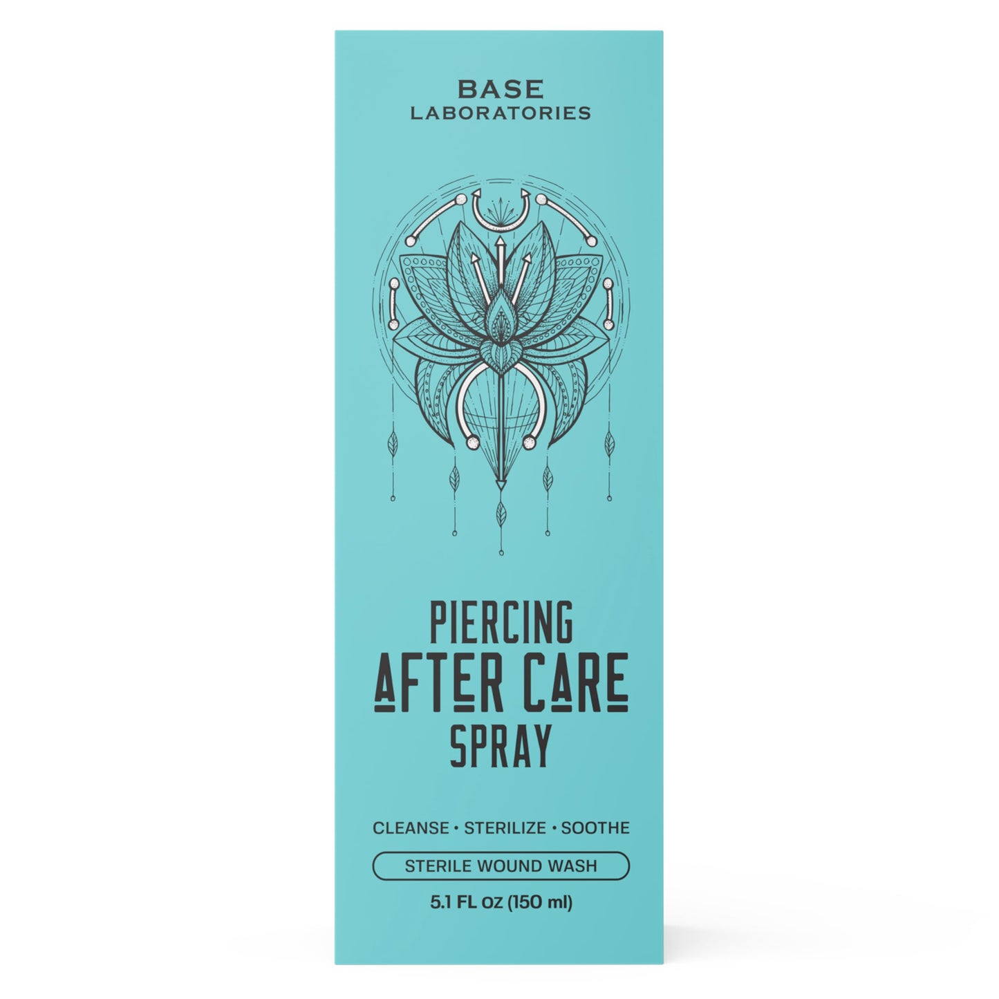 BASE LABORATORIES Piercing Aftercare Spray 4oz | Saline Spray for Piercings | Ear Piercing Cleaner Spray | Saline Solution for Piercings | Piercing & Keloid Bump Removal for Ears, Belly & Nose | 3PK