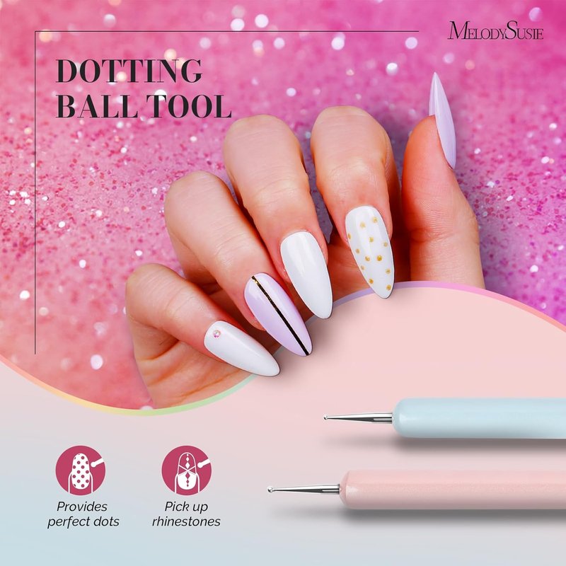 MelodySusie Nail Art Brushes Set - 6-Piece Professional Design Tools for DIY Salon Use | Includes Gel, Polish, Liner & Dotting Brushes