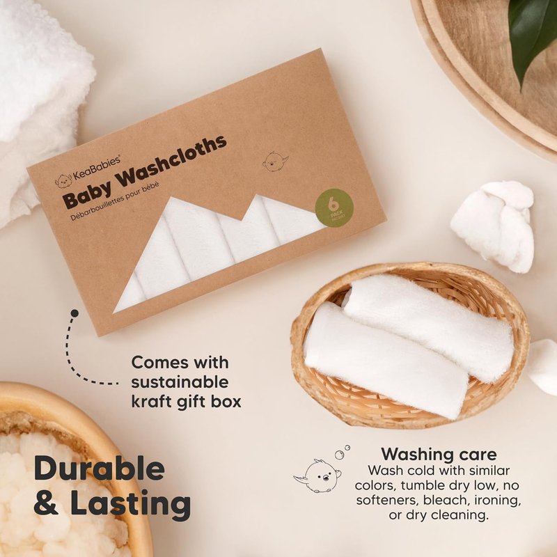 Baby Washcloths - Soft Absorbent Bamboo Viscose Towels for Newborns | 10x10 Reusable, Gentle on Sensitive Skin
