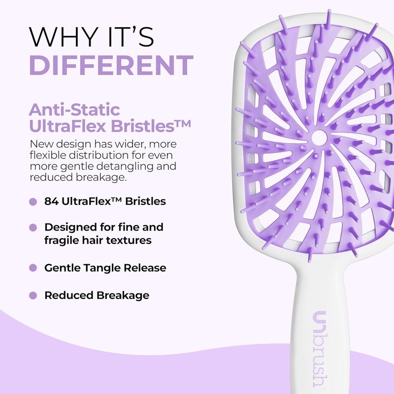 FHI Heat UNbrush Plus - Gentle Curly Hair Detangling Brush for Wet or Dry Hair | 84 UltraFlex Bristles, Lightweight Design