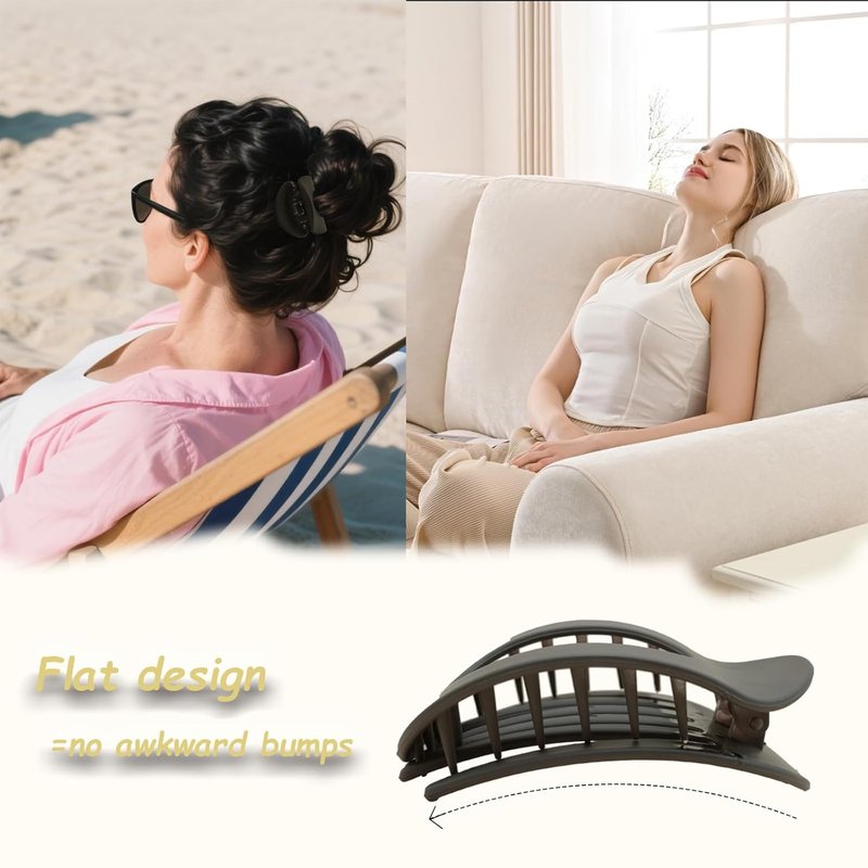 Flat Claw Clips for Women - Large Non-Slip Duckbill Hair Clips | 6-Pack Matte Accessories for Thick & Thin Hair