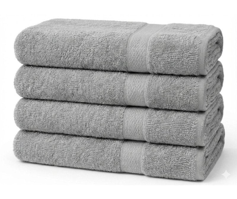 Towel and Linen Mart 4 Pack Extra Large Bath Towels (30 x 60 Inches) 100% Cotton, Ultra-Soft, Quick-Drying Absorbent Lightweight for Bath & Everyday Use (Cool Grey)