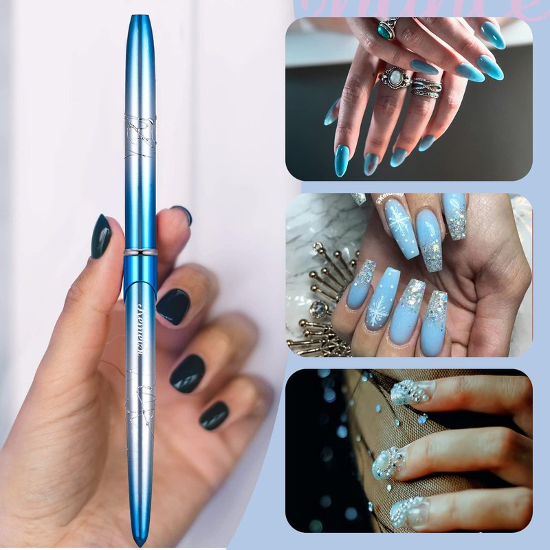 Acrylic Nail Brush Size 4,KEMEISI 100% Pure Kolinsky Nail Art Brushes Sturdy Handle Oval Shaped Acrylic Powder Nail Design Tools for Professional Manicure DIY Home Salon (Blue Gradient)