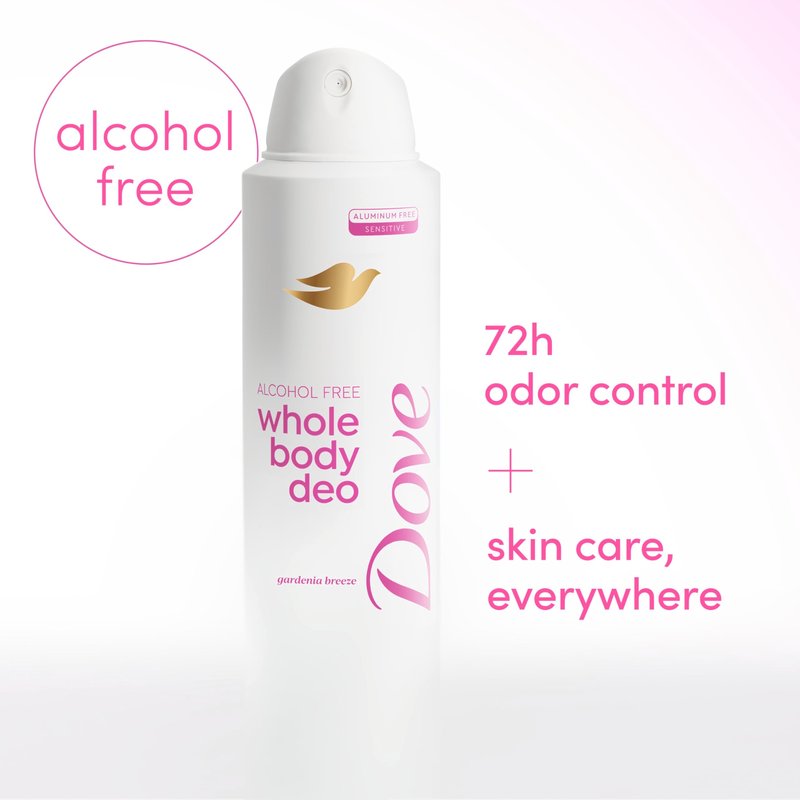 Dove Whole Body Deo Alcohol Free Deodorant Spray for Women Gardenia Breeze 4 oz