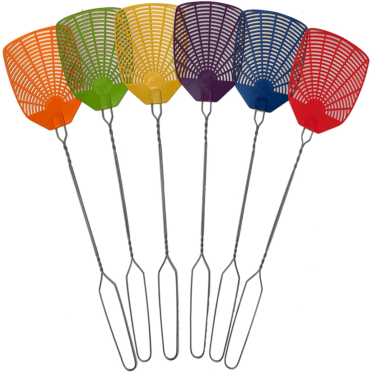 W4W, Bug & Fly Swatter Metal Handle 6 Pack Fly Swatters Indoor/Outdoor flyswatter
