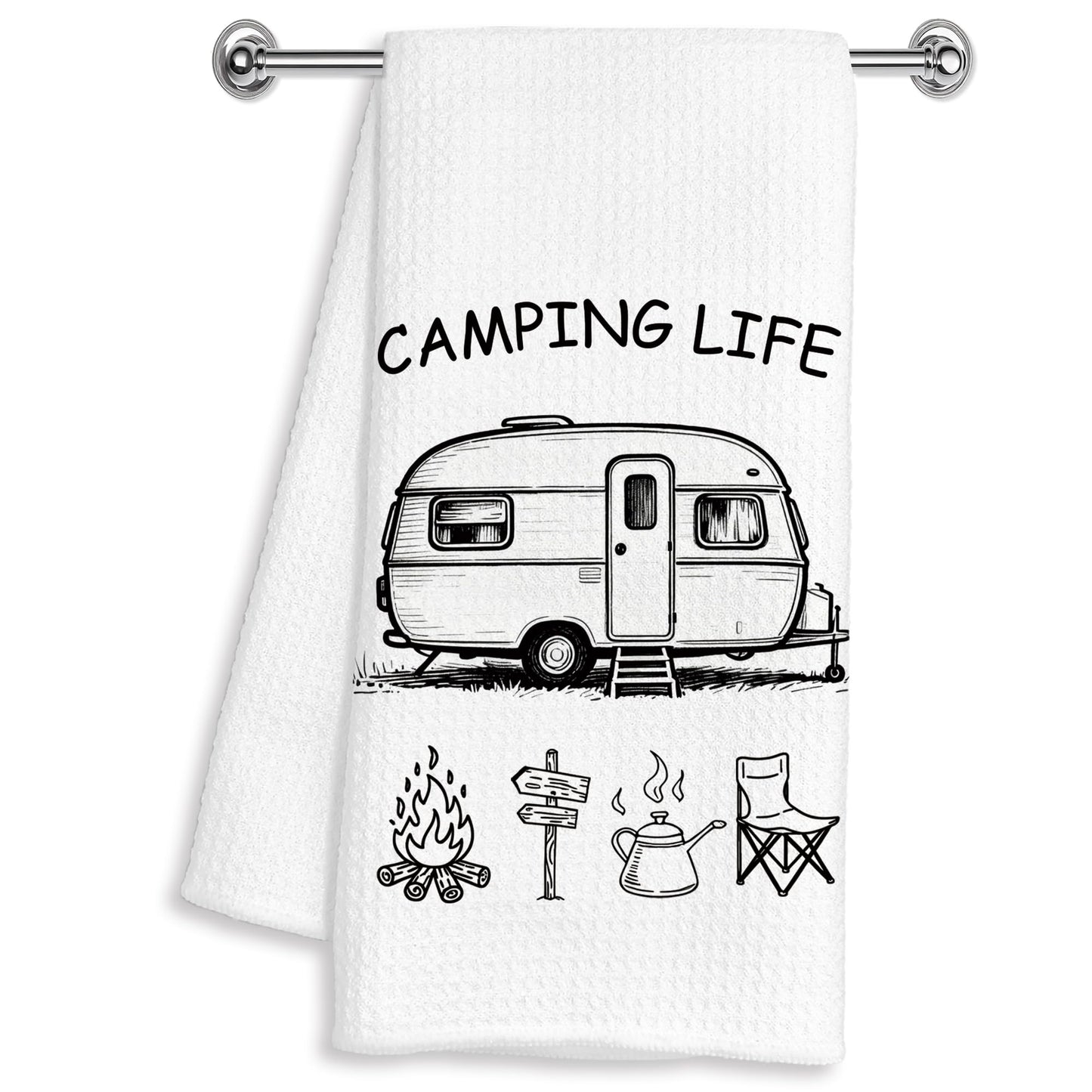 YXYBF Camping Gifts Hand Dish Tea Towels for Kitchen Bathroom RV Decor 16x24 Inches, Gifts for RV Campers Women Men, Minimalist Camping Kitchen Towels Decorative