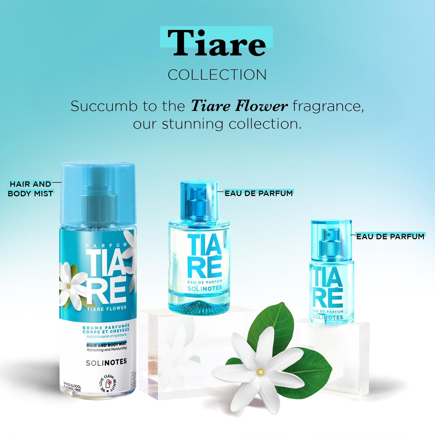 Tiaré Body Mist by SOLINOTES | Refreshing And Hydrating Womens Fragrances - Alcohol-Free | Body Spray for Women and Hair | 8.45 fl.oz