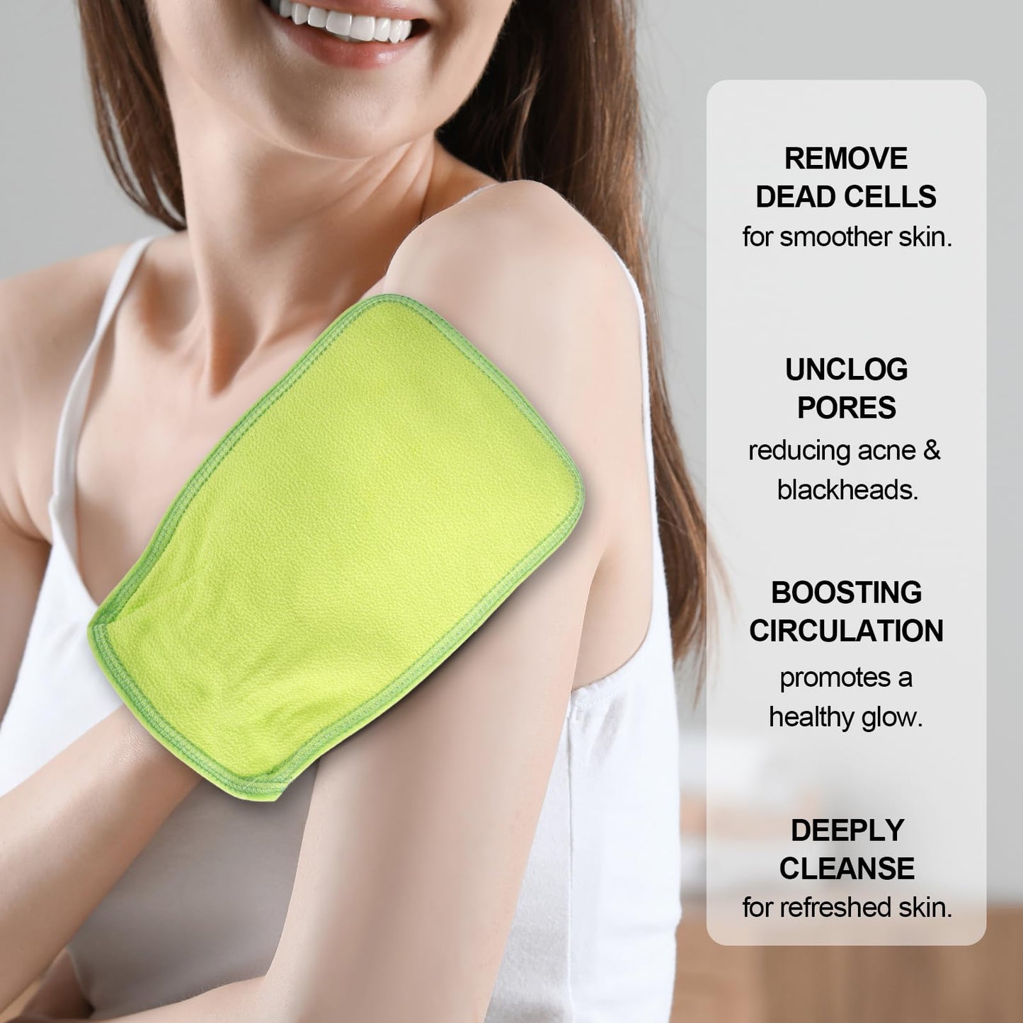 Vojriky 1PCS Durable Body Scrub, Dead Skin Remover & Body Scrubber Exfoliator, Body Exfoliating Gloves for Shower, washcloth exfoliating, exfoliating Glove for Smooth Skin (GREEN)