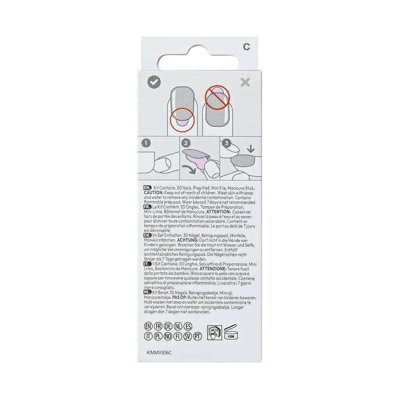 Kiss Impress No Glue Mani Press On Nails, Design, 'Buttercup Shine', White, Medium Size, Almond Shape, Includes 30 Nails, Prep Pad, Instructions Sheet, 1 Manicure Stick, 1 Mini File