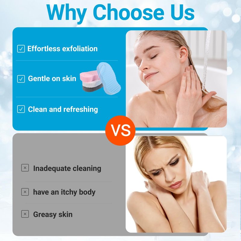 QFGasre Exfoliating Bath Sponge, 4 Pcs Soft Exfoliating Bath Sponges Set Gentle Dead Skin Remover Reusable Exfoliate Body Scrubber for Adults Women Men Skin Friendly