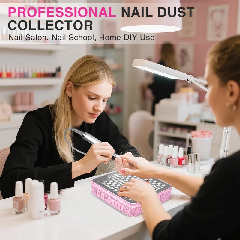 Rechargeable Nail Dust Collector, Cordless Dust Collector Nail Tech, 10 Levels Speed Low Noise & Strong Suction Nail Fan Dust Collector, Nail Vacuum Duster Professional Dust Collector for Salon, Home