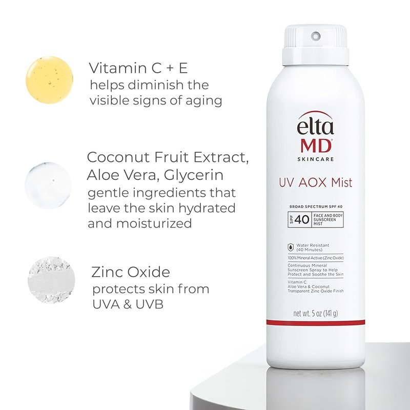 EltaMD UV AOX Mist - Hydrating Mineral Sunscreen Spray for All Skin Types | 3.4 Oz
