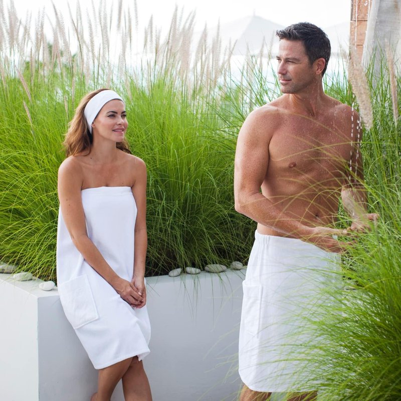 Boca Terry Women's Spa Wrap - 100% Cotton Towel Wrap for Spa, Shower & Bath | White, Medium/Large