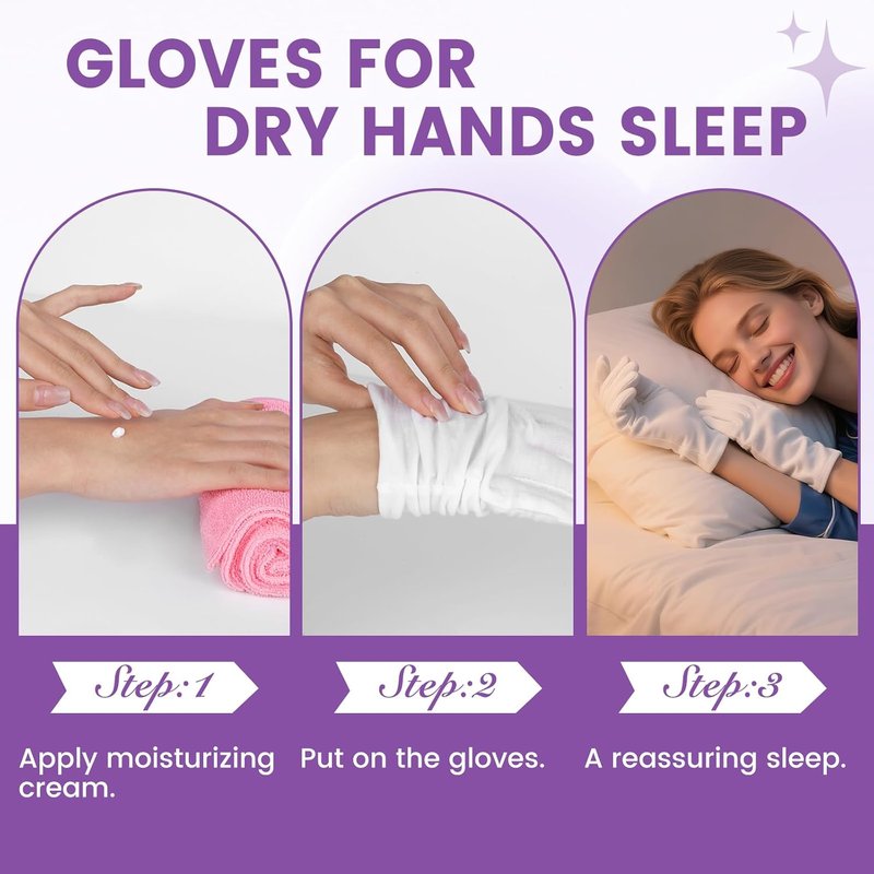 Skiennix 60 Pcs Cotton Gloves - Soft Moisturizing Overnight Spa Gloves for Eczema | Stretchable for Men & Women