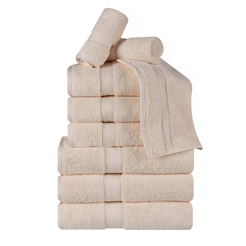 Superior Egyptian Cotton 800 GSM Plush & Absorbent, 9 Piece Set, Cream