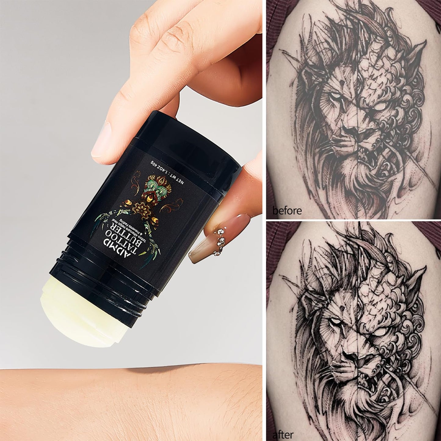 Tattoo Care Balm, Aftercare Butter for Tattoos - Color Enhancing Moisturizer to Keep Ink Bright, Soothes & Protects Skin, 40g /1.41oz