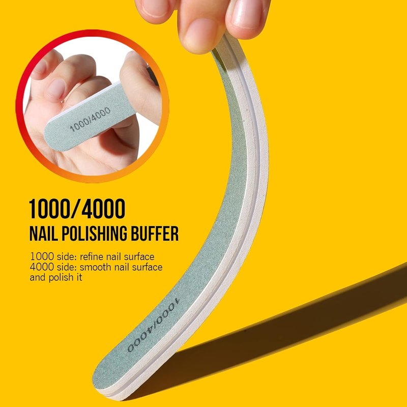 FANDAMEI Nail Buffers and Files - Professional Nail Care Kit with Rectangular Blocks & Grit Files
